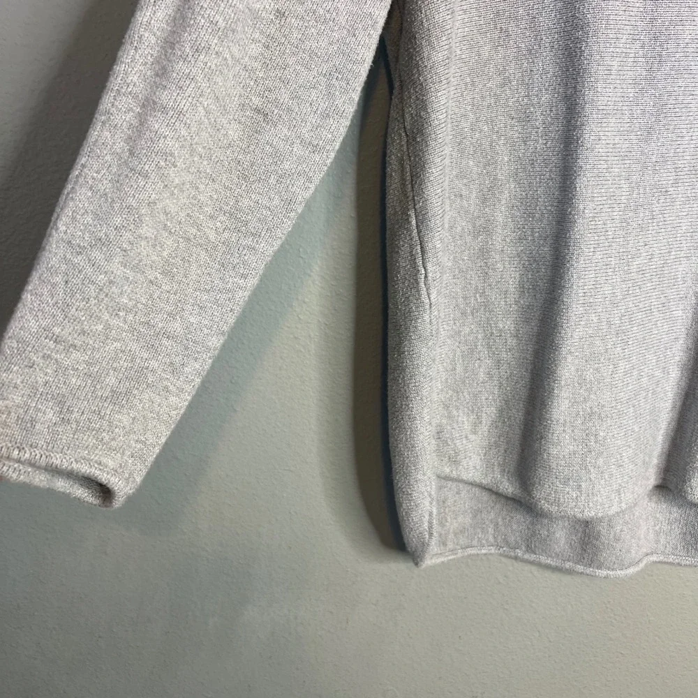 Michael Kors Sweater Sz XL Gray Back Zip High Low Knit Pullover Neutral Top